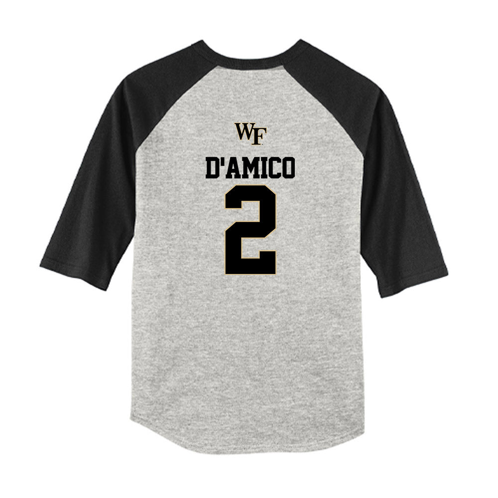 Wake Forest - NCAA Baseball : Logan D'Amico - USA Youth Raglan T-Shirt-1
