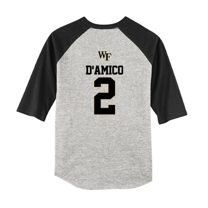 Wake Forest - NCAA Baseball : Logan D'Amico - USA Youth Raglan T-Shirt-1