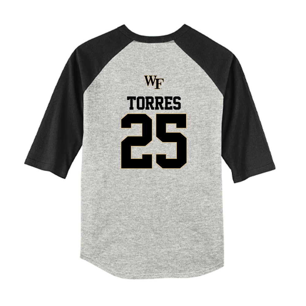 Wake Forest - NCAA Baseball : Boston Torres - USA Youth Raglan T-Shirt-1