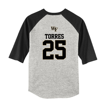 Wake Forest - NCAA Baseball : Boston Torres - USA Youth Raglan T-Shirt-1