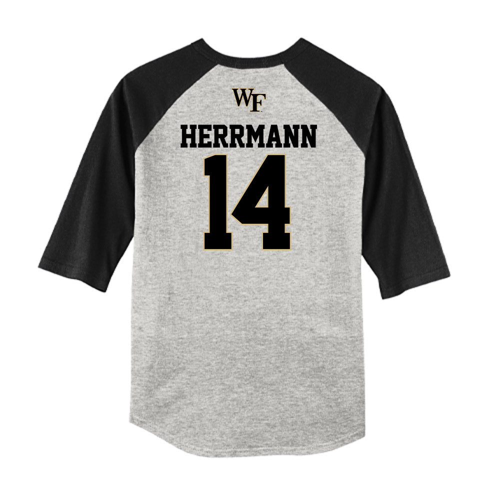 Wake Forest - NCAA Baseball : Joshua Herrmann - USA Raglan Shirt-1