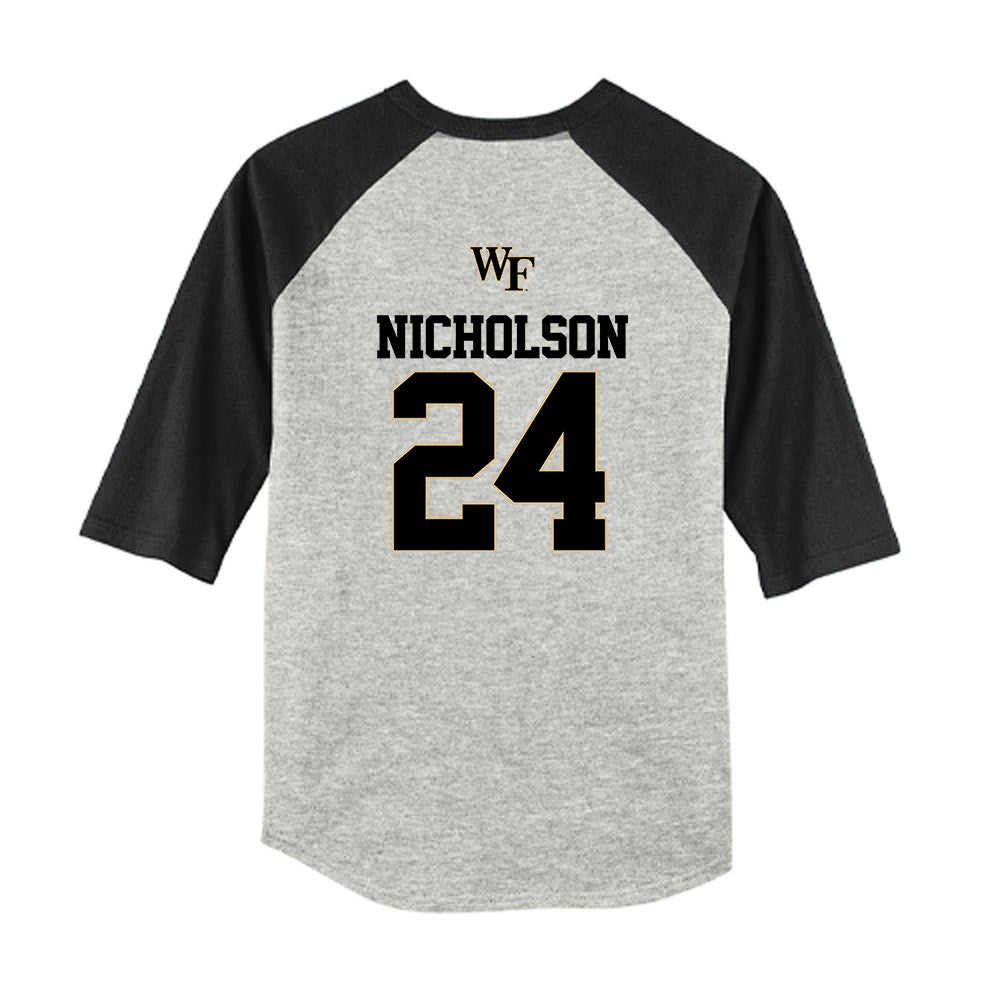 Wake Forest - NCAA Baseball : Grant Nicholson - USA Youth Raglan T-Shirt-1