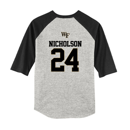 Wake Forest - NCAA Baseball : Grant Nicholson - USA Youth Raglan T-Shirt-1