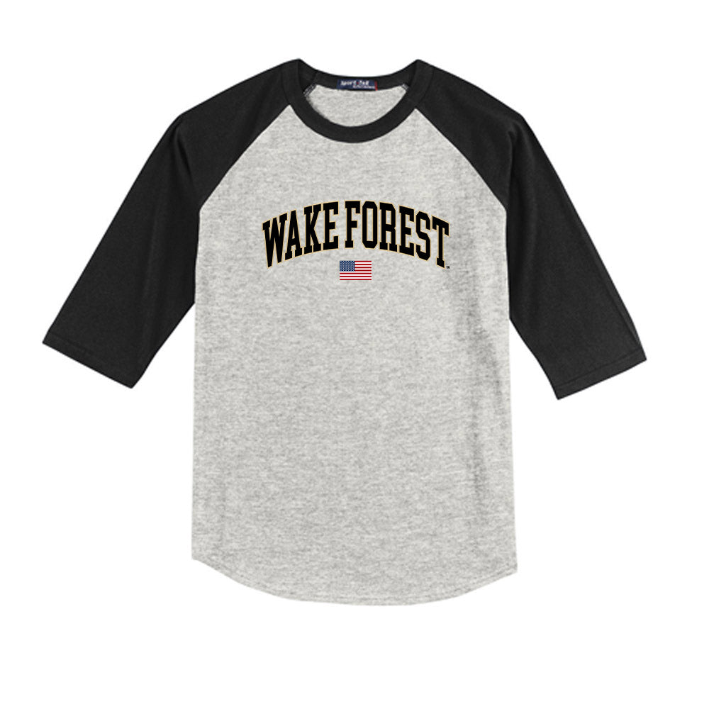 Wake Forest - NCAA Baseball : Logan D'Amico - USA Youth Raglan T-Shirt-0