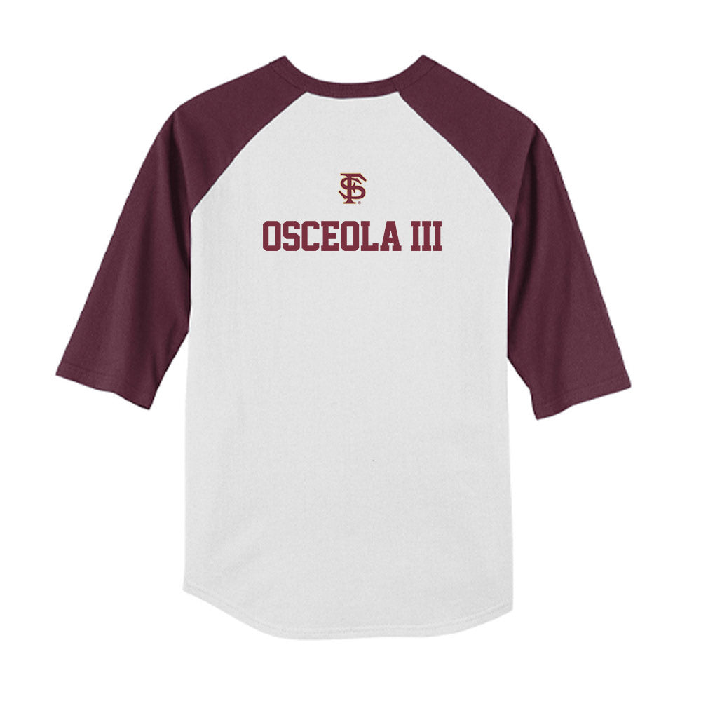 FSU - NCAA Baseball : OB Osceola III - USA Youth Raglan T-Shirt-1