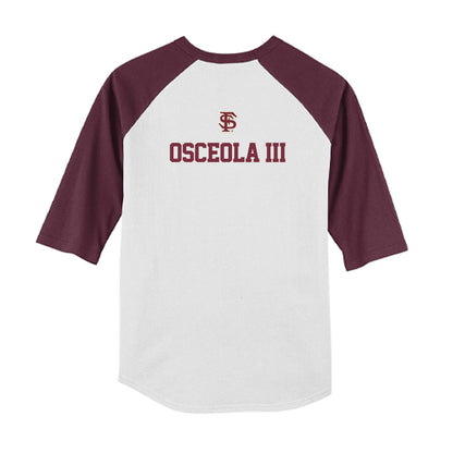 FSU - NCAA Baseball : OB Osceola III - USA Youth Raglan T-Shirt-1
