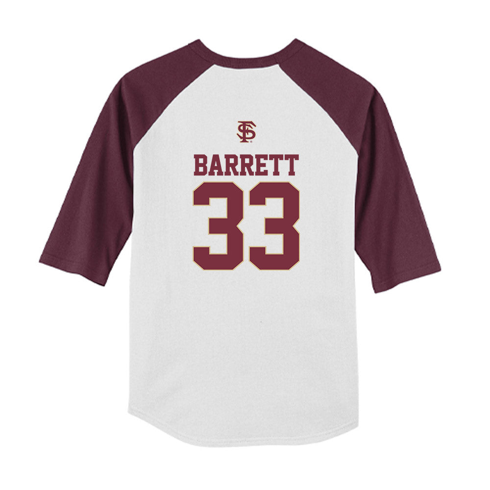 FSU - NCAA Baseball : Ben Barrett - USA Youth Raglan T-Shirt-1