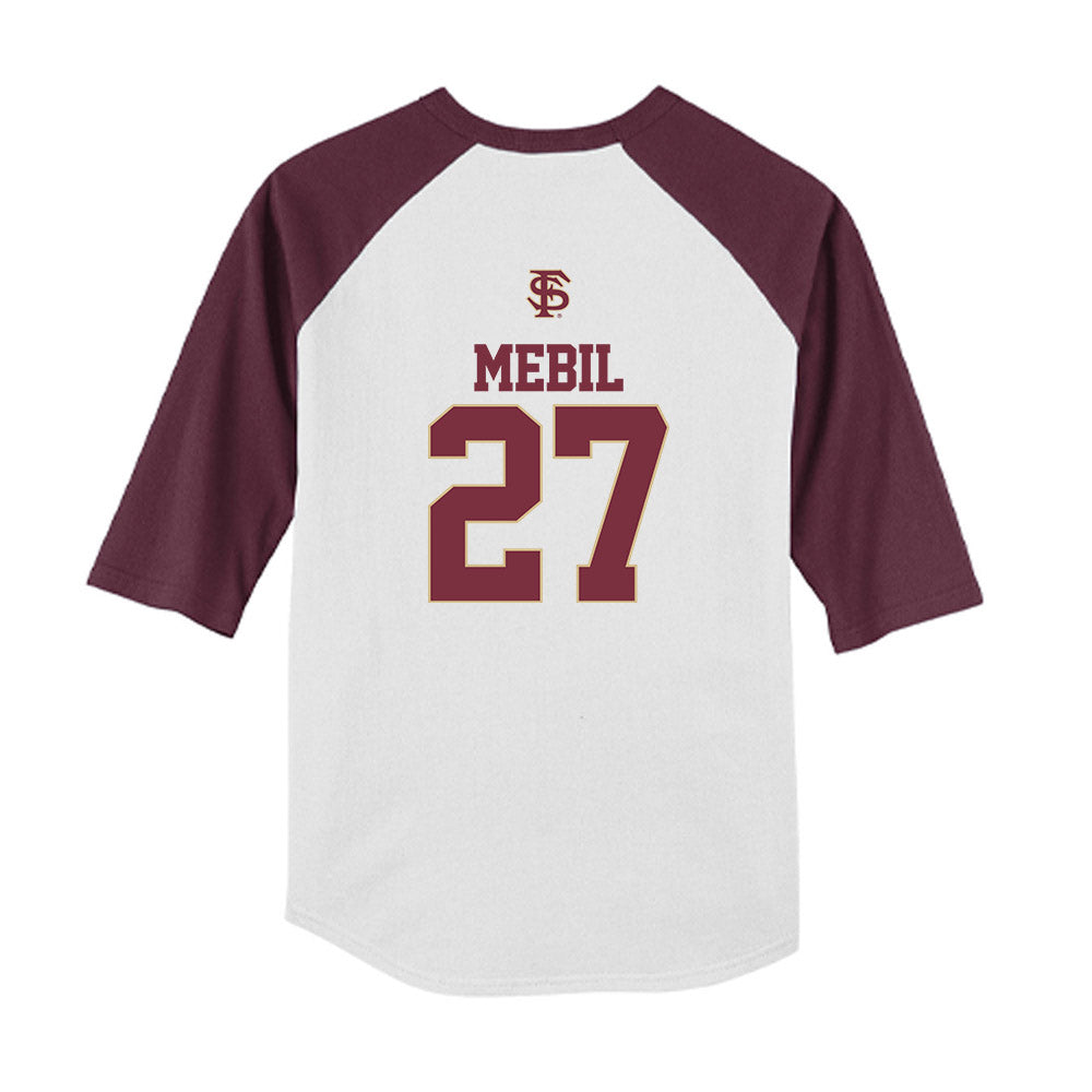 FSU - NCAA Baseball : Kevin Mebil - USA Youth Raglan T-Shirt-1