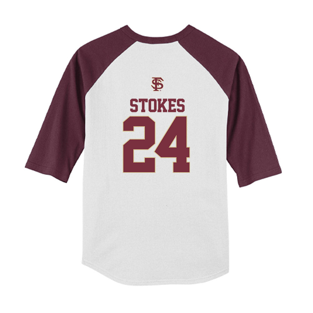 FSU - NCAA Baseball : Cole Stokes - USA Youth Raglan T-Shirt-1