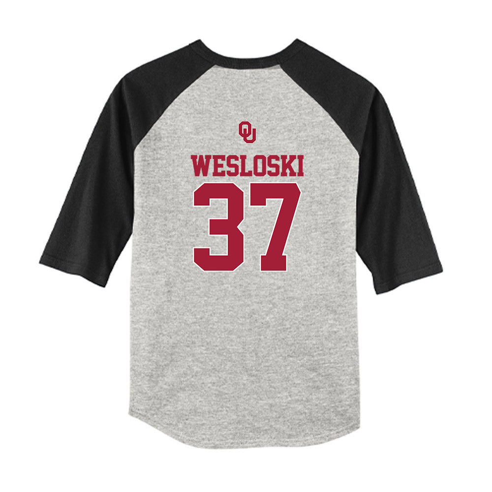 Oklahoma - NCAA Baseball : Nick Wesloski - USA Youth Raglan T-Shirt-1