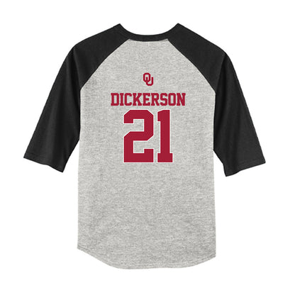 Oklahoma - NCAA Baseball : Drew Dickerson - USA Youth Raglan T-Shirt-1