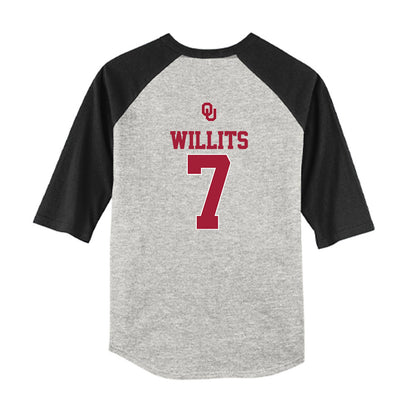 Oklahoma - NCAA Baseball : Jaxon Willits - USA Youth Raglan T-Shirt-1