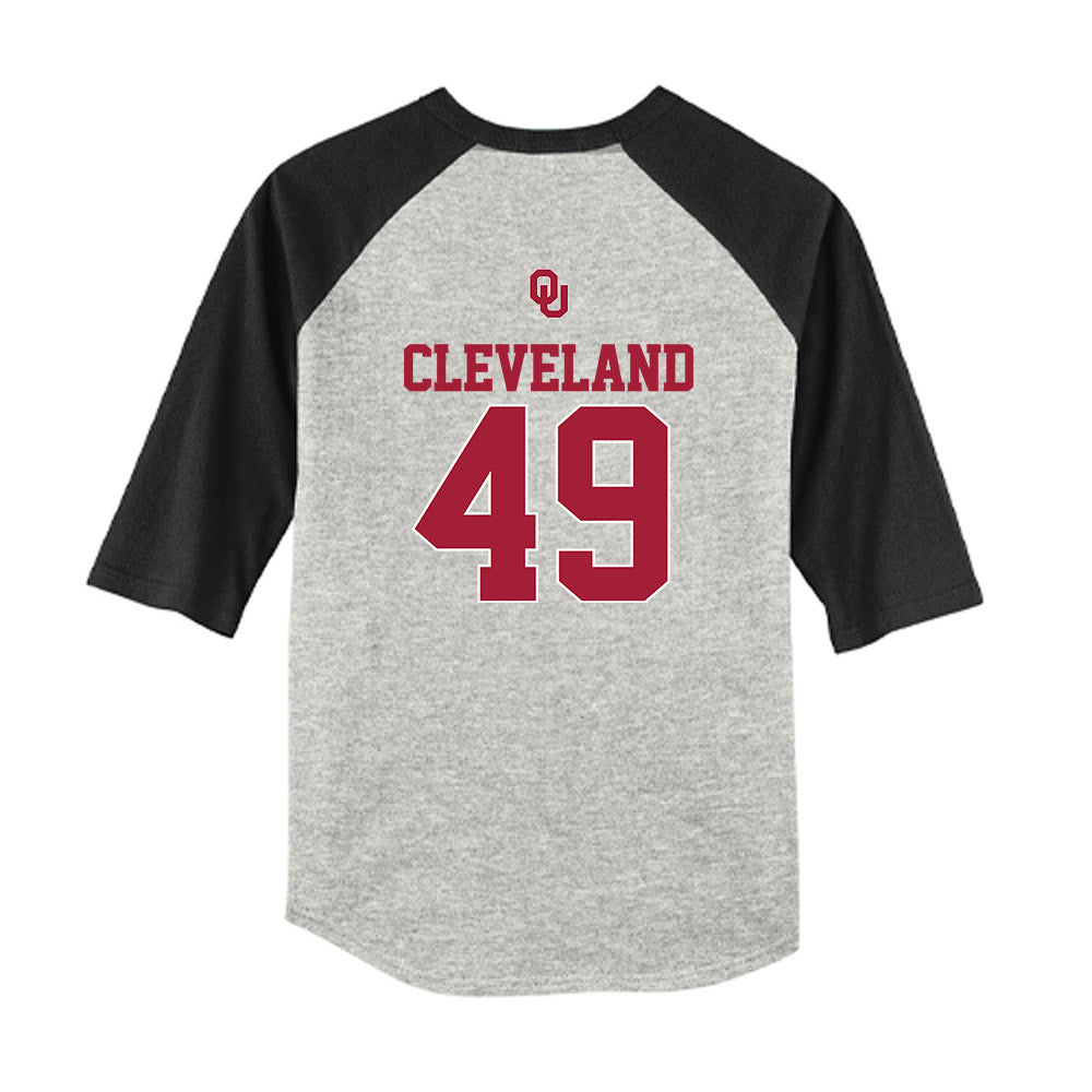 Oklahoma - NCAA Baseball : Jackson Cleveland - USA Youth Raglan T-Shirt-1