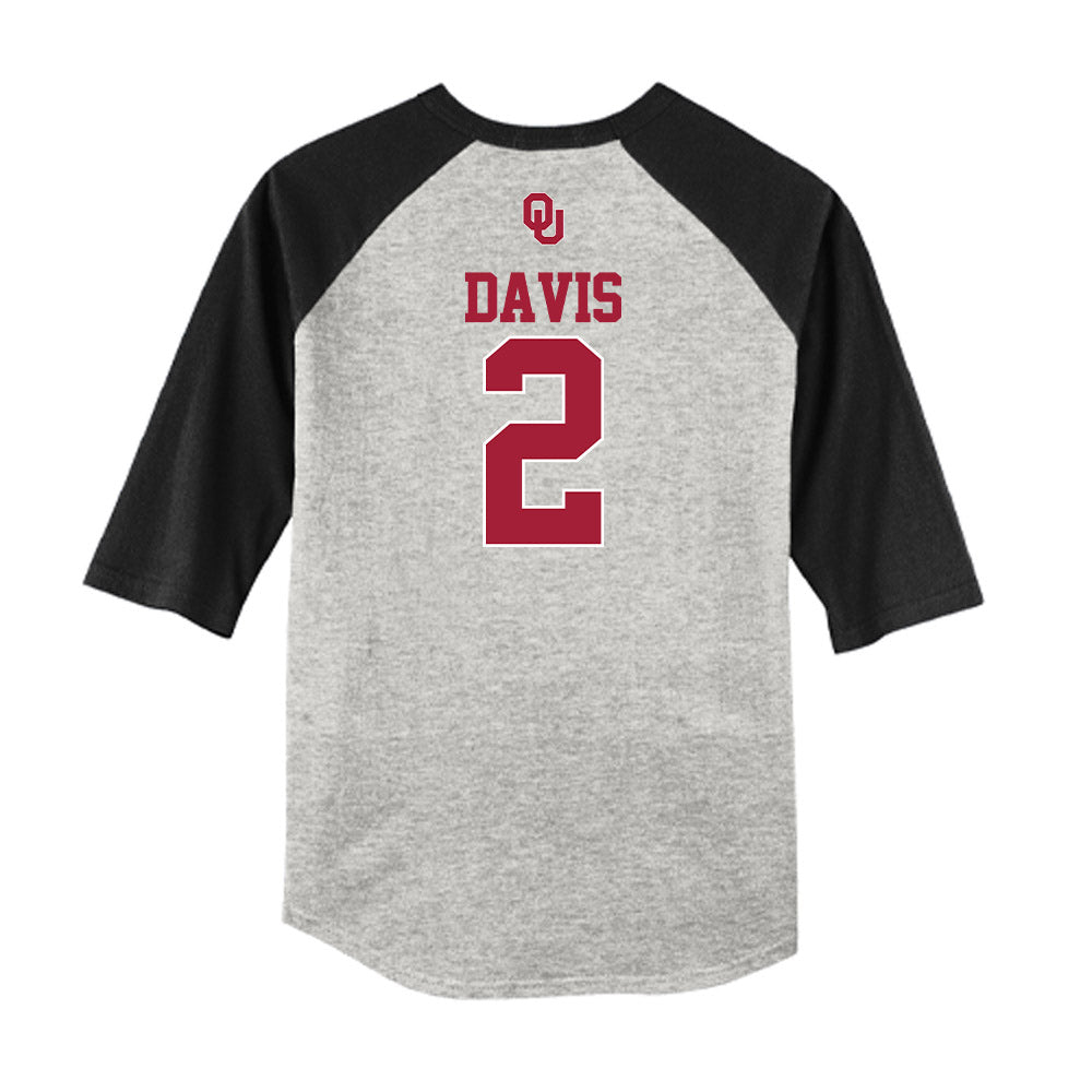 Oklahoma - NCAA Baseball : Myles Davis - USA Raglan Shirt-1