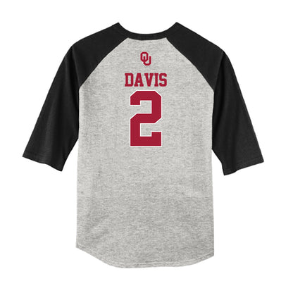 Oklahoma - NCAA Baseball : Myles Davis - USA Raglan Shirt-1