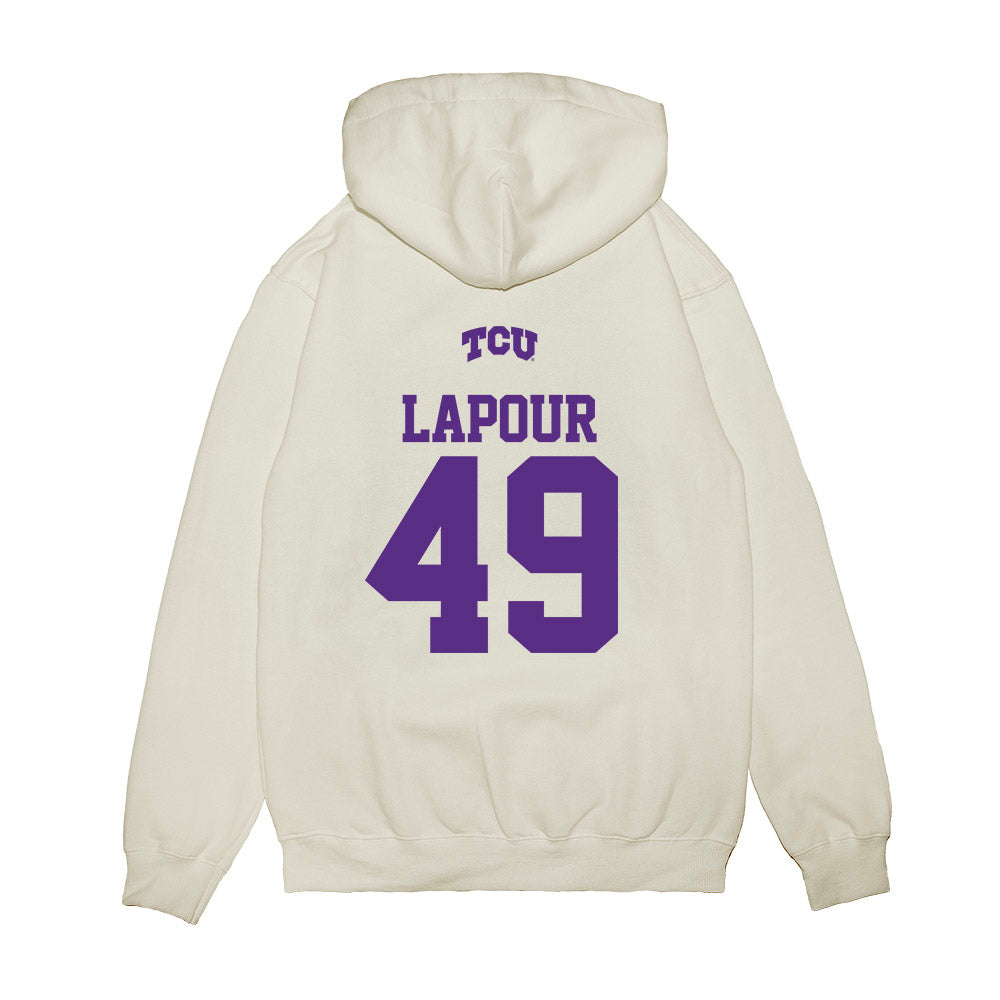 TCU - NCAA Baseball : Tommy LaPour - USA Raglan Premium Hooded Sweatshirt-1