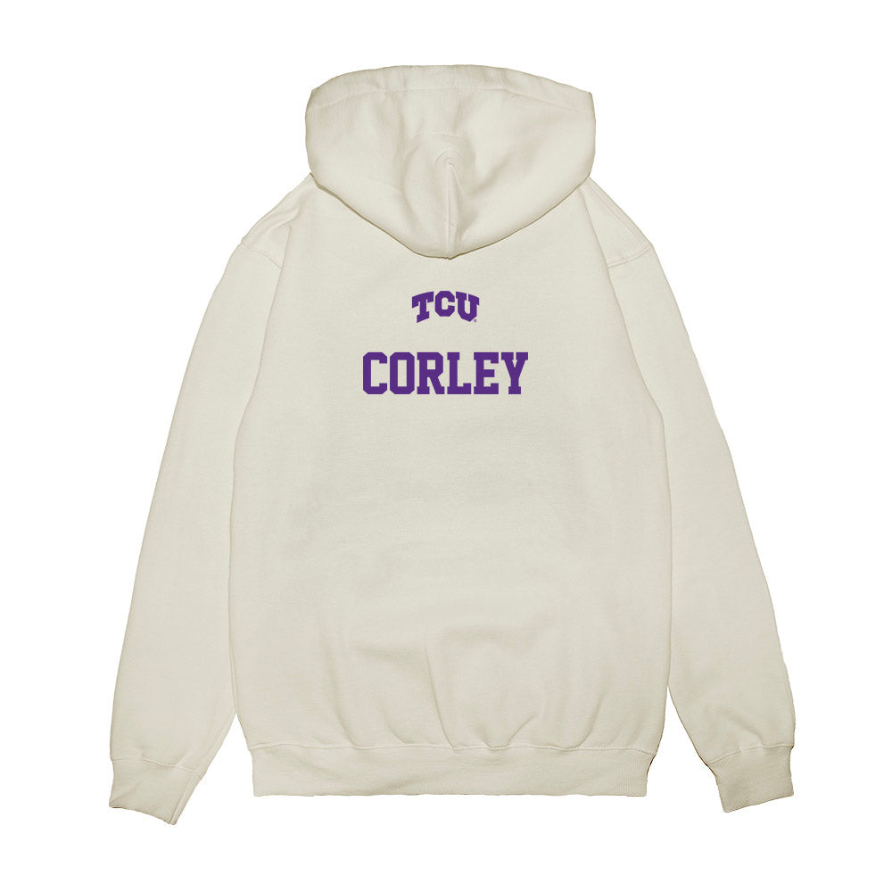TCU - NCAA Baseball : Logan Corley - USA Raglan Premium Hooded Sweatshirt-1