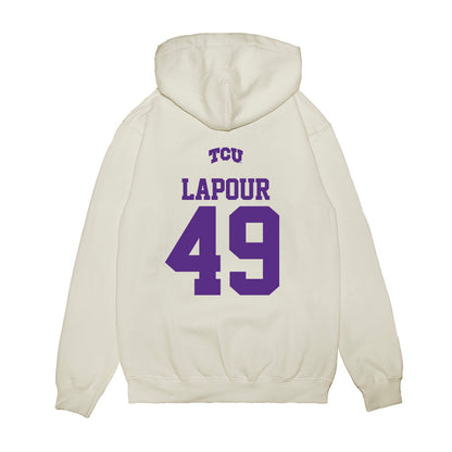 TCU - NCAA Baseball : Tommy LaPour - USA Raglan Premium Hooded Sweatshirt-1