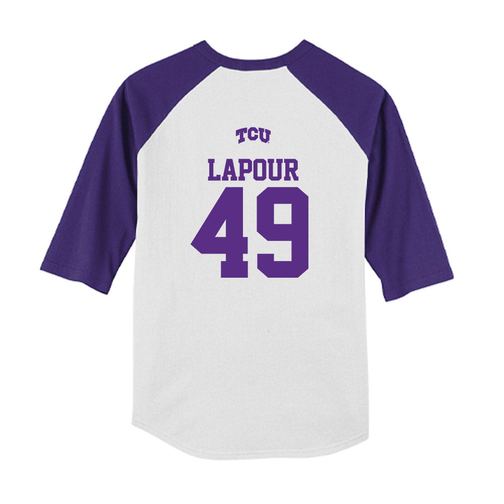 TCU - NCAA Baseball : Tommy LaPour - USA Raglan Youth Raglan T-Shirt-1