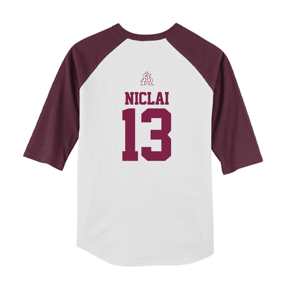 Arizona State - NCAA Baseball : Coen Niclai - USA Raglan Youth Raglan T-Shirt-1