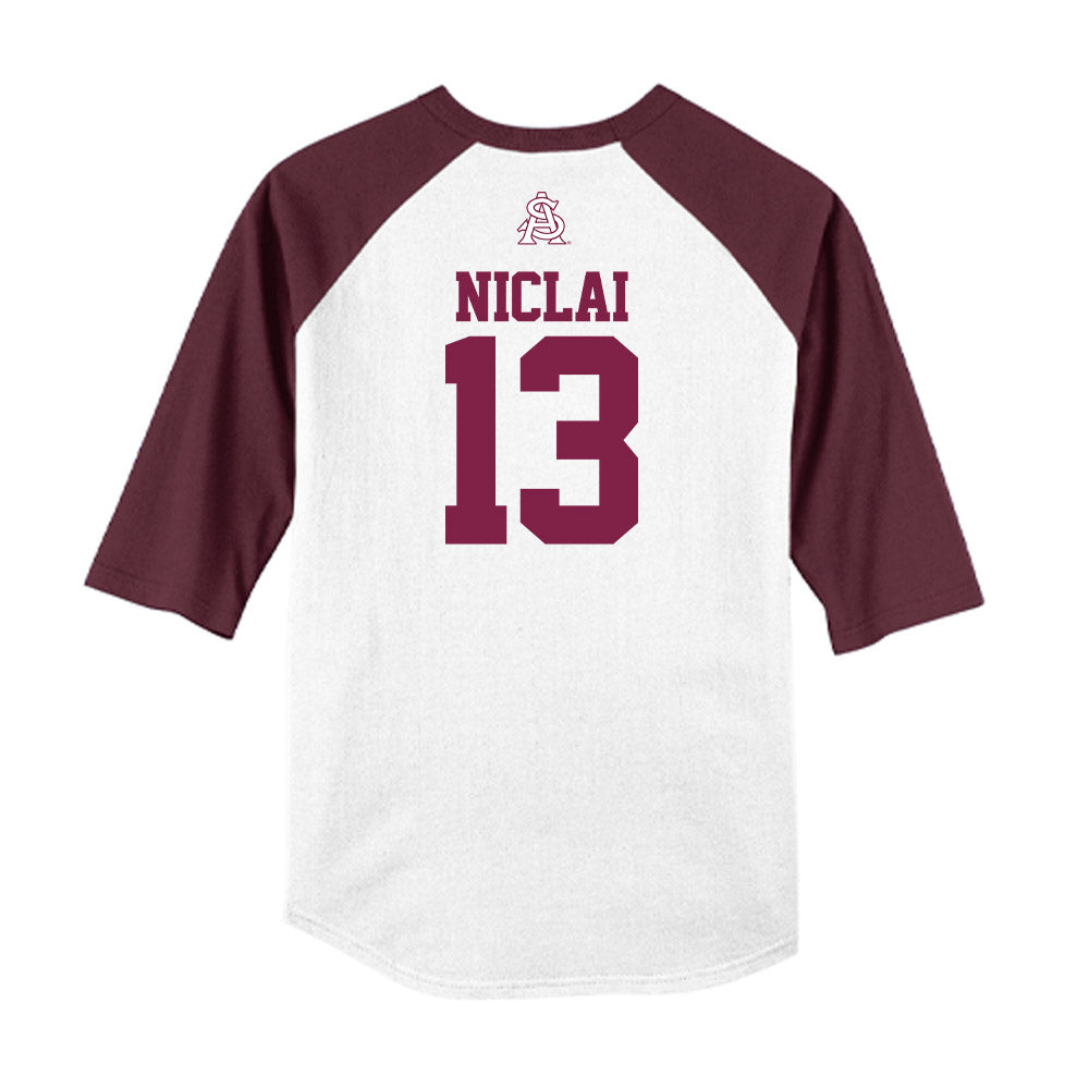 Arizona State - NCAA Baseball : Coen Niclai - USA Raglan Raglan Shirt-1
