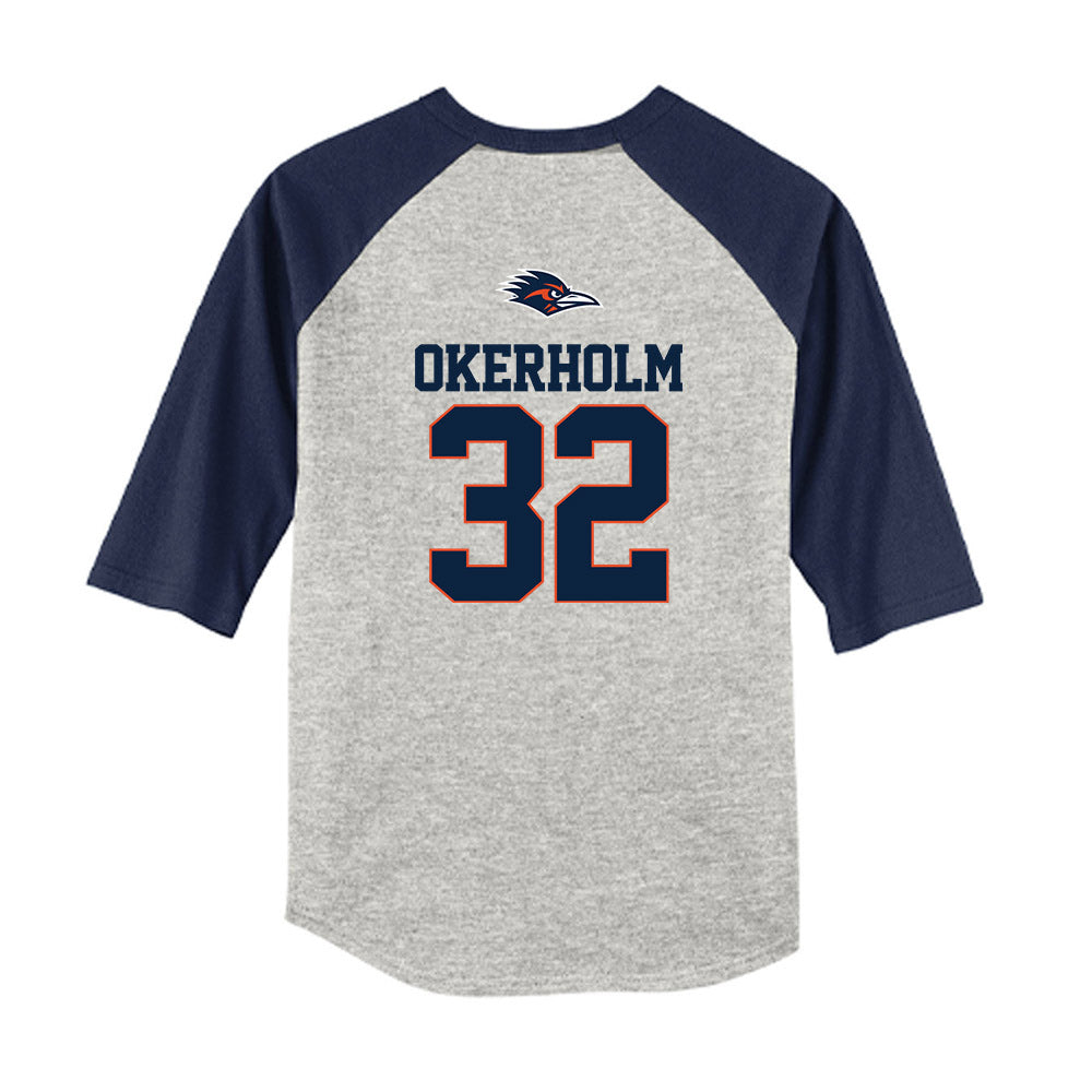 UTSA - NCAA Baseball : Christian Okerholm - USA Raglan Youth Raglan T-Shirt-1