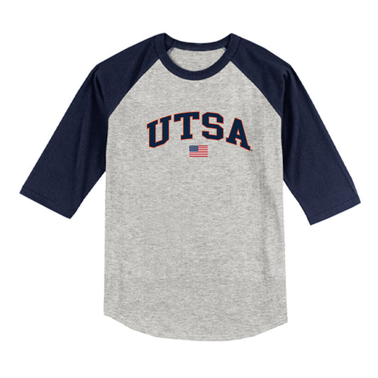 UTSA - NCAA Baseball : Mason Jacob - USA Raglan Raglan Shirt-0