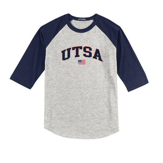 UTSA - NCAA Baseball : Jake Qualia - USA Raglan Youth Raglan T-Shirt-0