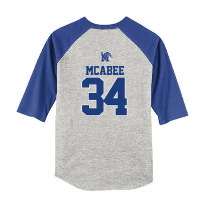 Memphis - NCAA Baseball : Brady McAbee - USA Youth Raglan T-Shirt-1