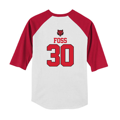 Arkansas State - NCAA Baseball : Brett Foss - USA Raglan Youth Raglan T-Shirt-1