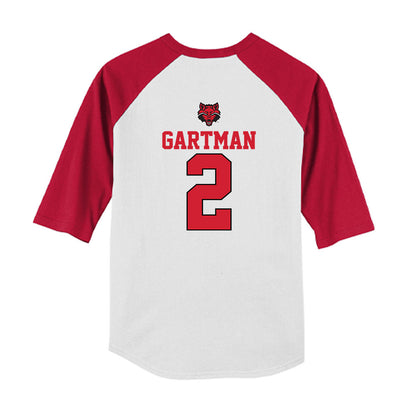 Arkansas State - NCAA Baseball : Andrew Gartman - USA Raglan Youth Raglan T-Shirt-1