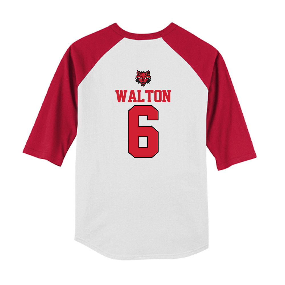 Arkansas State - NCAA Baseball : Lane Walton - USA Raglan Youth Raglan T-Shirt-1