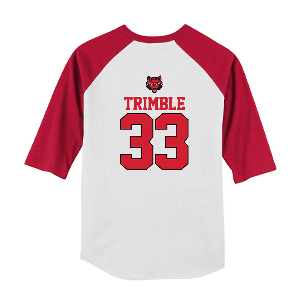 Arkansas State - NCAA Baseball : James Trimble - USA Raglan Youth Raglan T-Shirt-1
