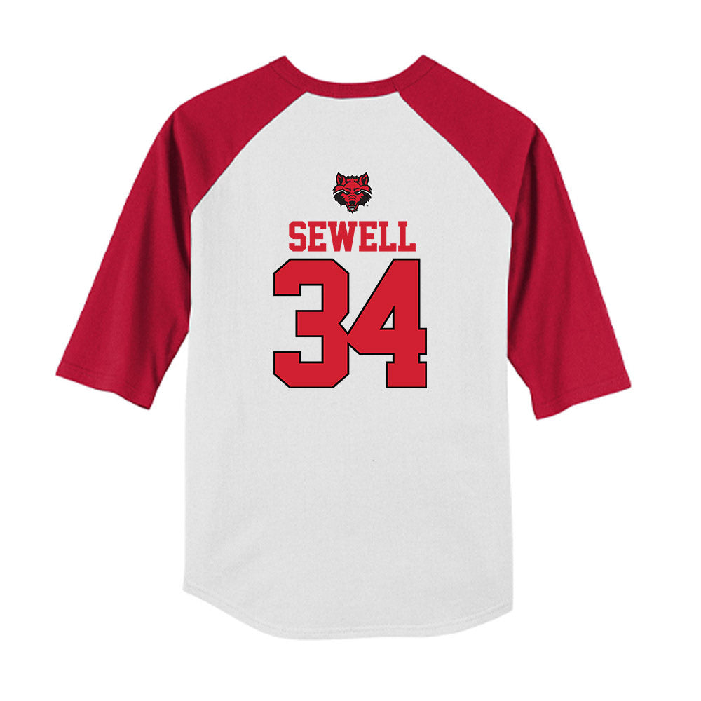 Arkansas State - NCAA Baseball : Isaac Sewell - USA Raglan Youth Raglan T-Shirt-1