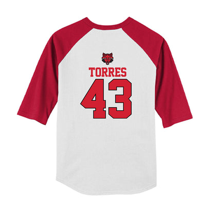 Arkansas State - NCAA Baseball : Raulinno Torres - USA Raglan Youth Raglan T-Shirt-1