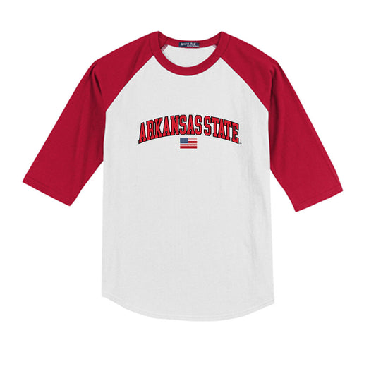 Arkansas State - NCAA Baseball : Tatem Telfer - USA Raglan Youth Raglan T-Shirt-0