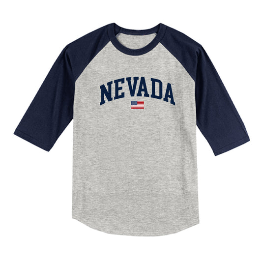 Nevada - NCAA Baseball : Kainoa Kaneshiro - USA Raglan Raglan Shirt-0