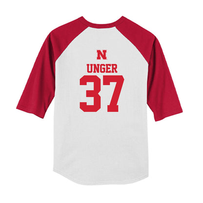Nebraska - NCAA Baseball : J'Shawn Unger - USA Raglan Youth Raglan T-Shirt-1