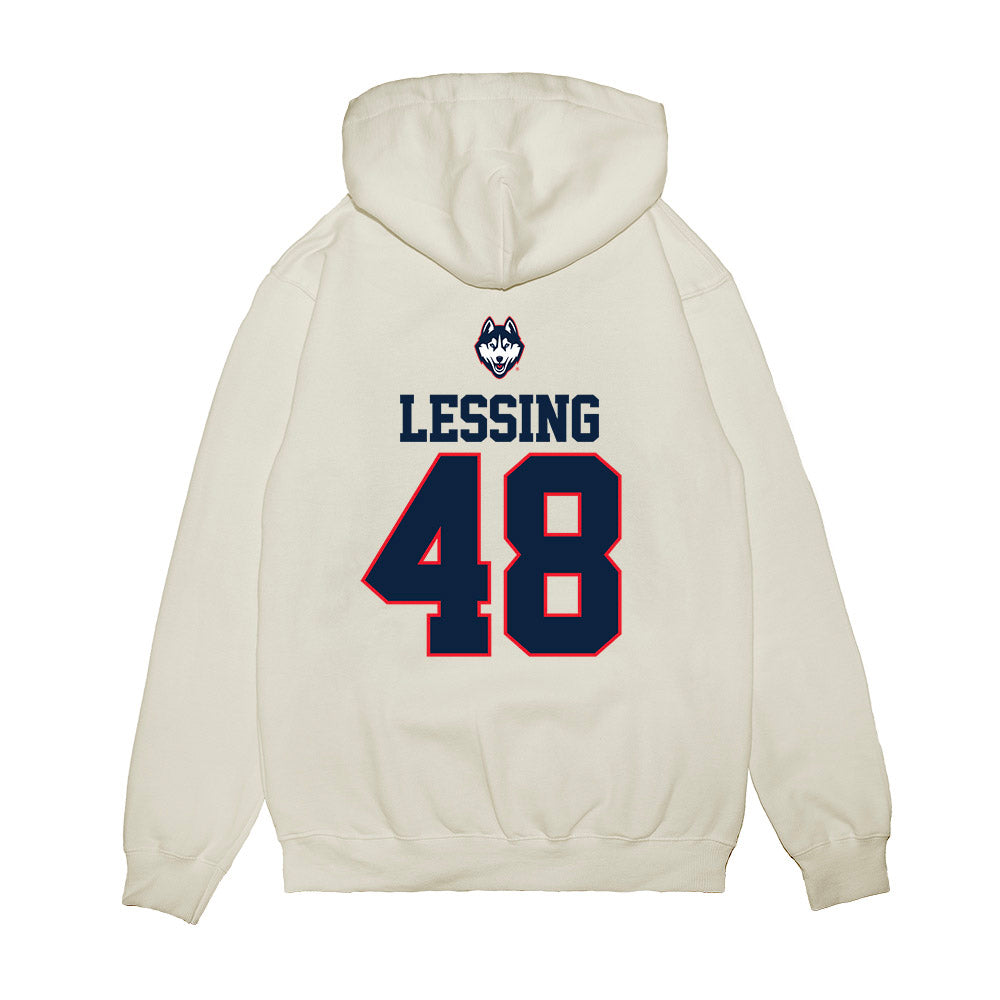 UConn - NCAA Baseball : Justin Lessing - USA Raglan Premium Hooded Sweatshirt-1
