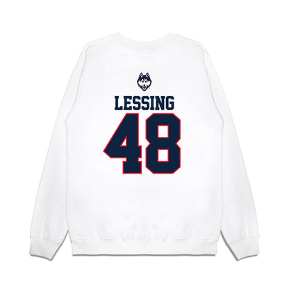 UConn - NCAA Baseball : Justin Lessing - USA Raglan Premium Crewneck Sweatshirt-1