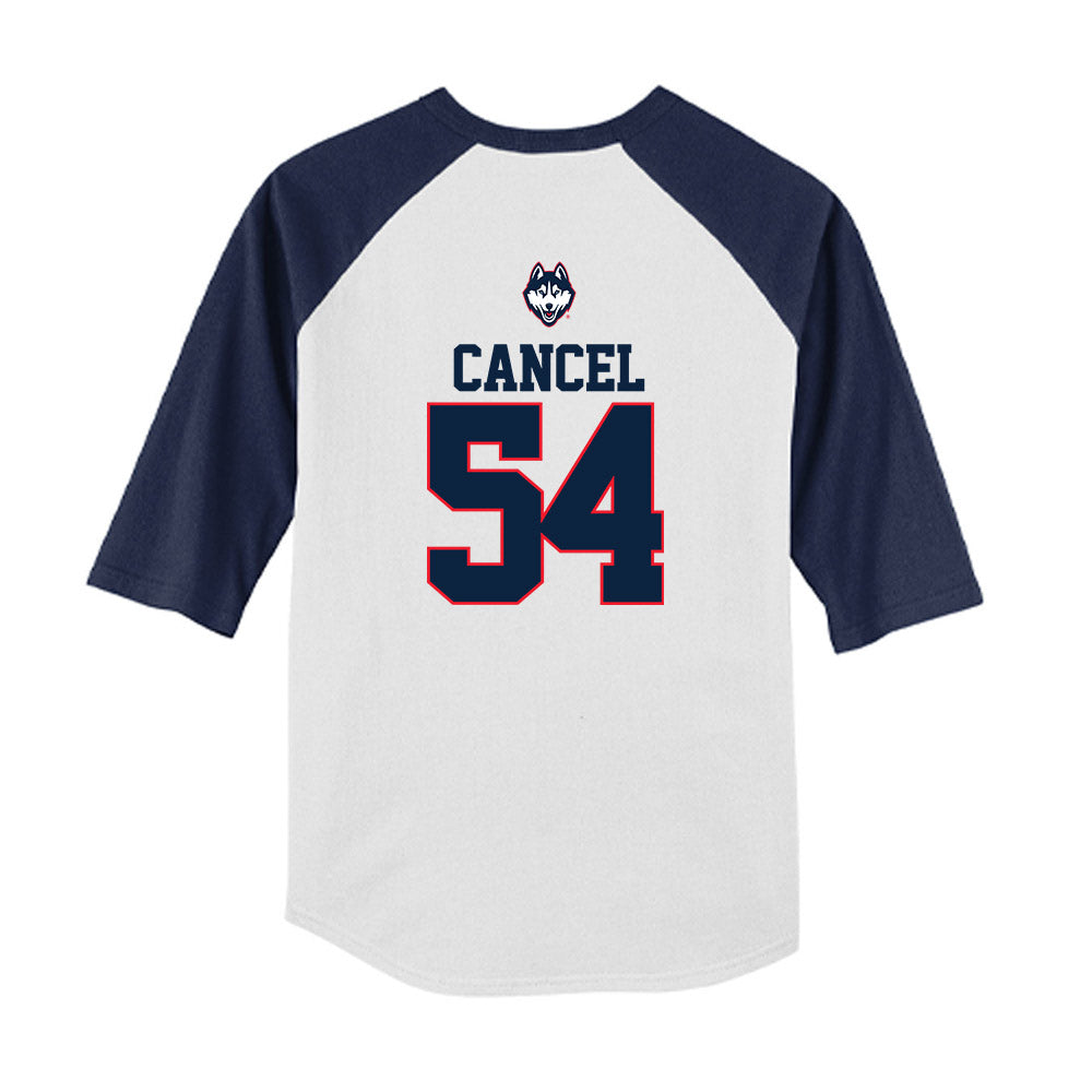 UConn - NCAA Baseball : Chris Cancel - USA Raglan Youth Raglan T-Shirt-1