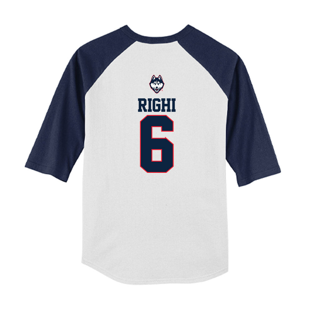 UConn - NCAA Baseball : Camden Righi - USA Raglan Youth Raglan T-Shirt-1