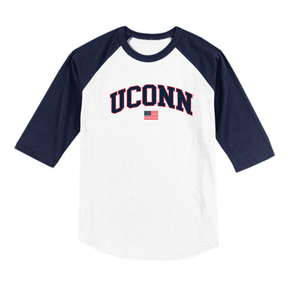 UConn - NCAA Baseball : Justin Lessing - USA Raglan Raglan Shirt-0