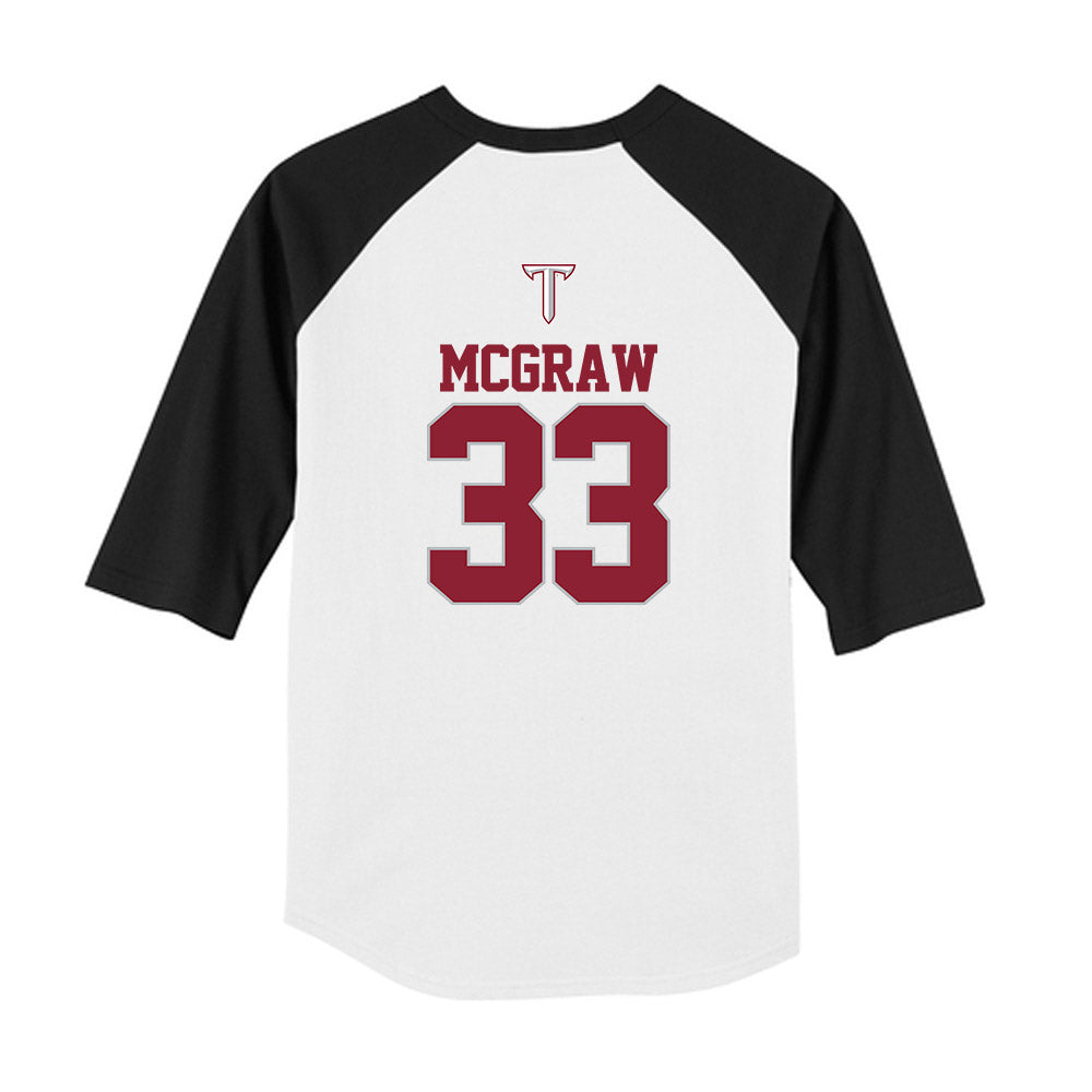 Troy - NCAA Baseball : Ty McGraw - USA Raglan Youth Raglan T-Shirt-1