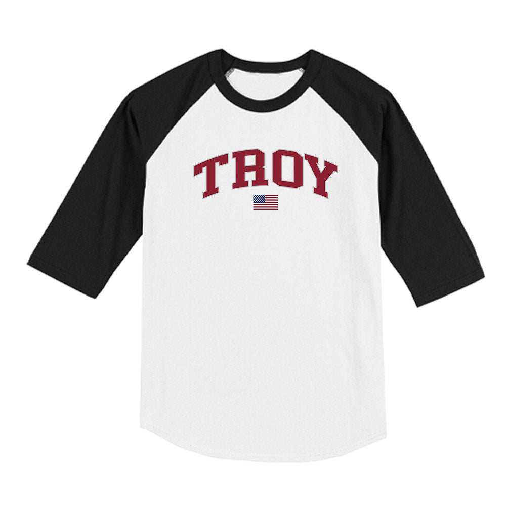 Troy - NCAA Baseball : Caden Reeves - USA Raglan Raglan Shirt-0