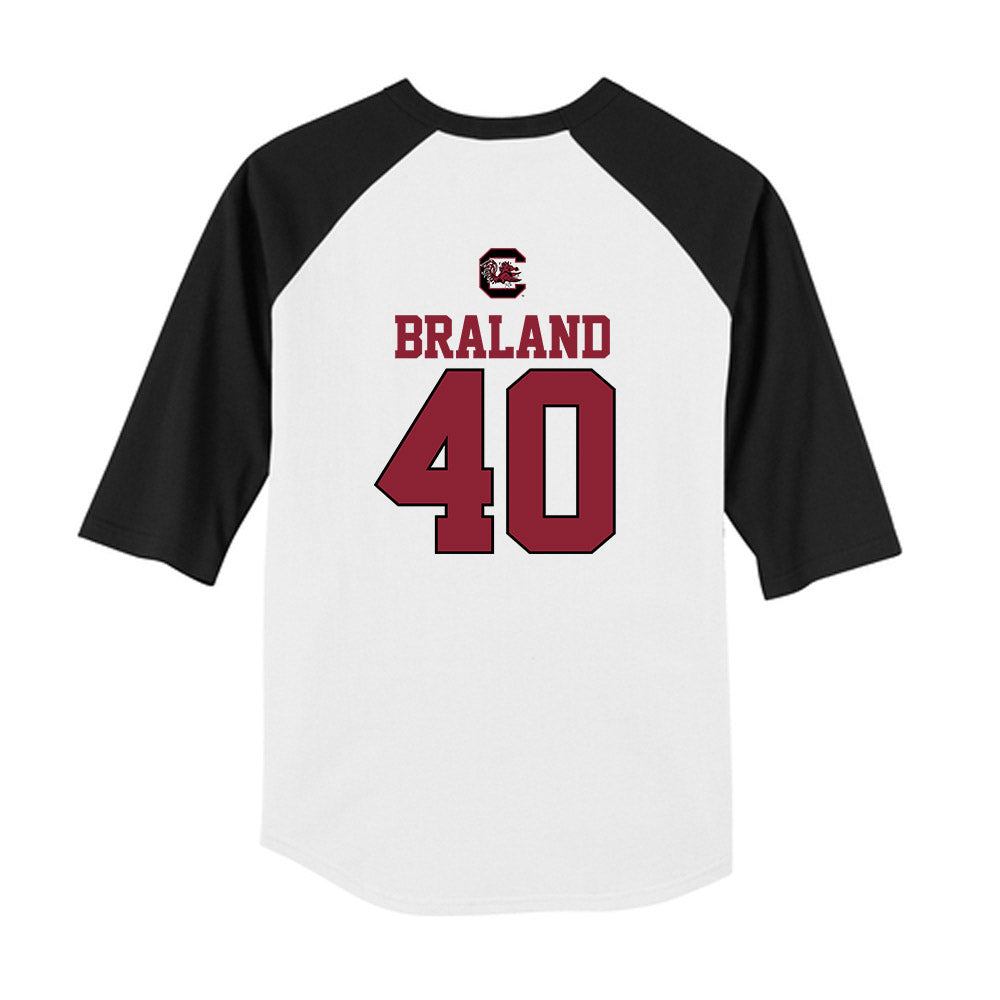 South Carolina - NCAA Baseball : Gavin Braland - USA Youth Raglan T-Shirt-1