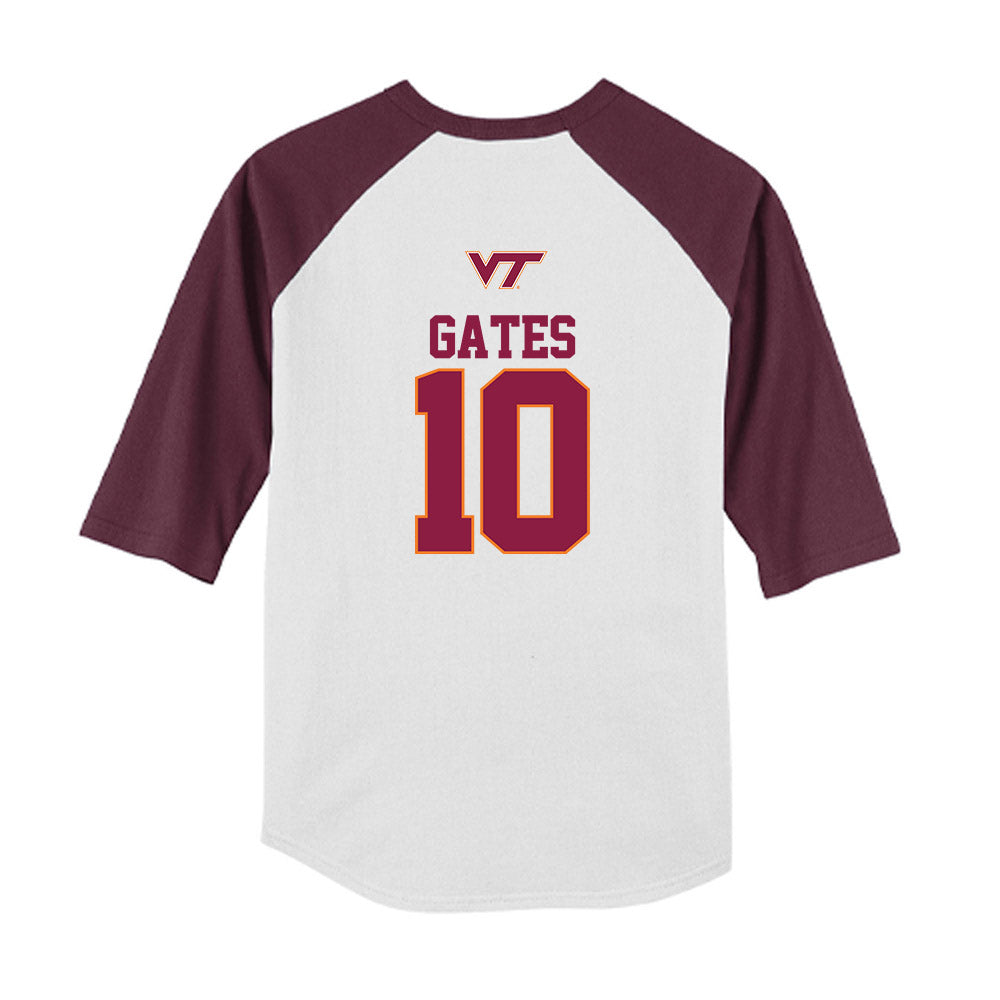 Virginia Tech - NCAA Baseball : Sam Gates - USA Youth Raglan T-Shirt-1
