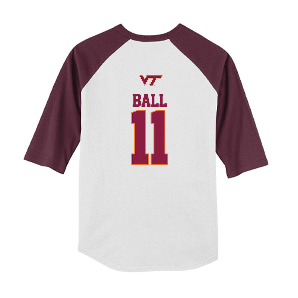 Virginia Tech - NCAA Baseball : Ethan Ball - USA Youth Raglan T-Shirt-1