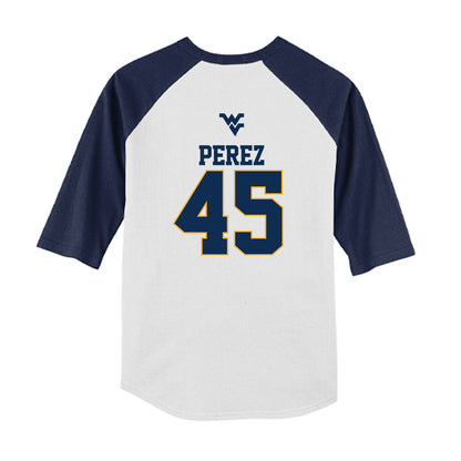 West Virginia - NCAA Baseball : David Perez - USA Raglan Youth Raglan T-Shirt-1