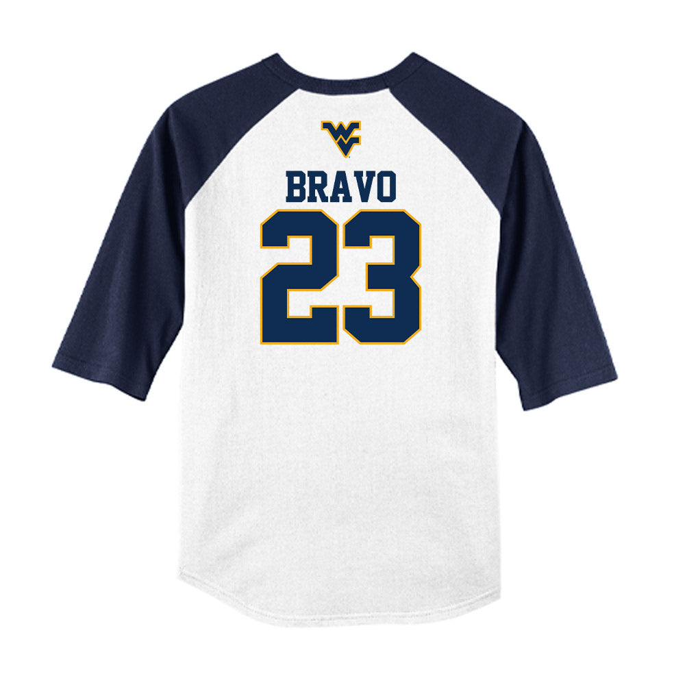West Virginia - NCAA Baseball : Zach Bravo - USA Raglan Raglan Shirt-1